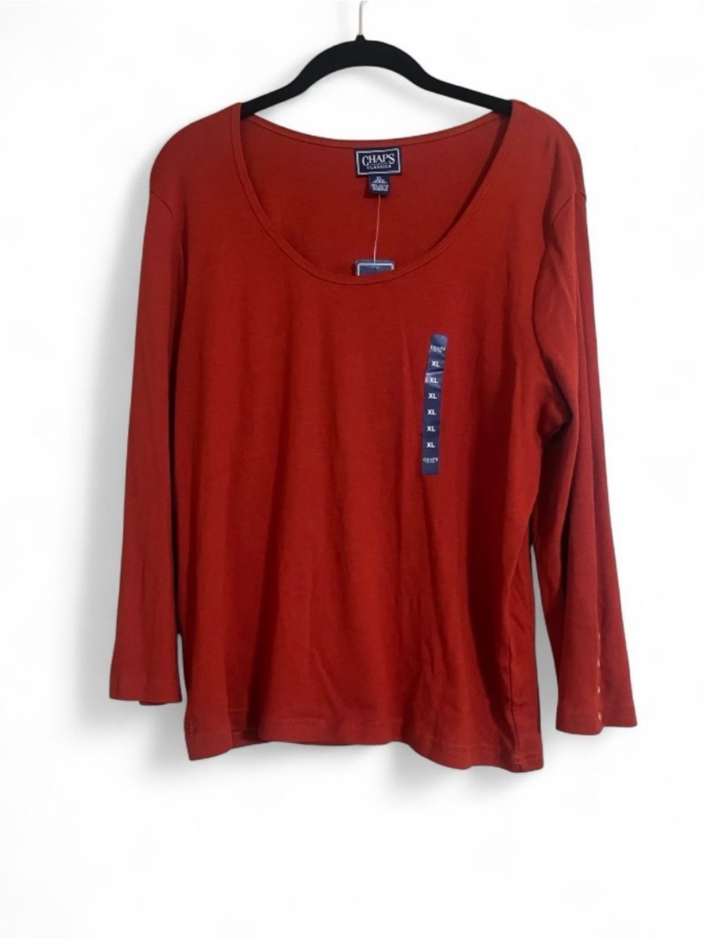 Chaps Sweater Sz XL Auburn Color 3/4 Sleeves/w Gold Button Detail Fall Classic